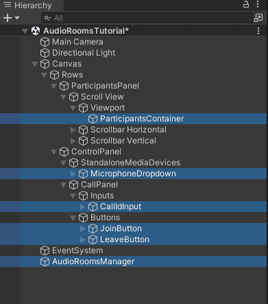 Game Objects to reference in the scene hierarchy
