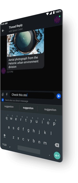 Example of dark theme for mobile chat kit