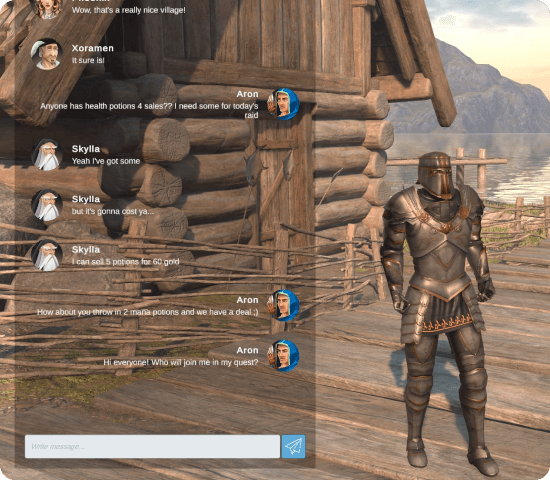 Screenshot of an in-game chat system built within Unity