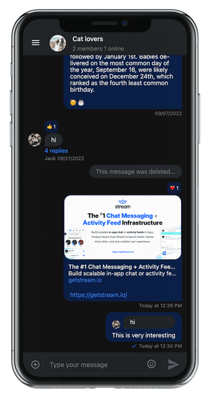 Messaging view within a Angular demo app