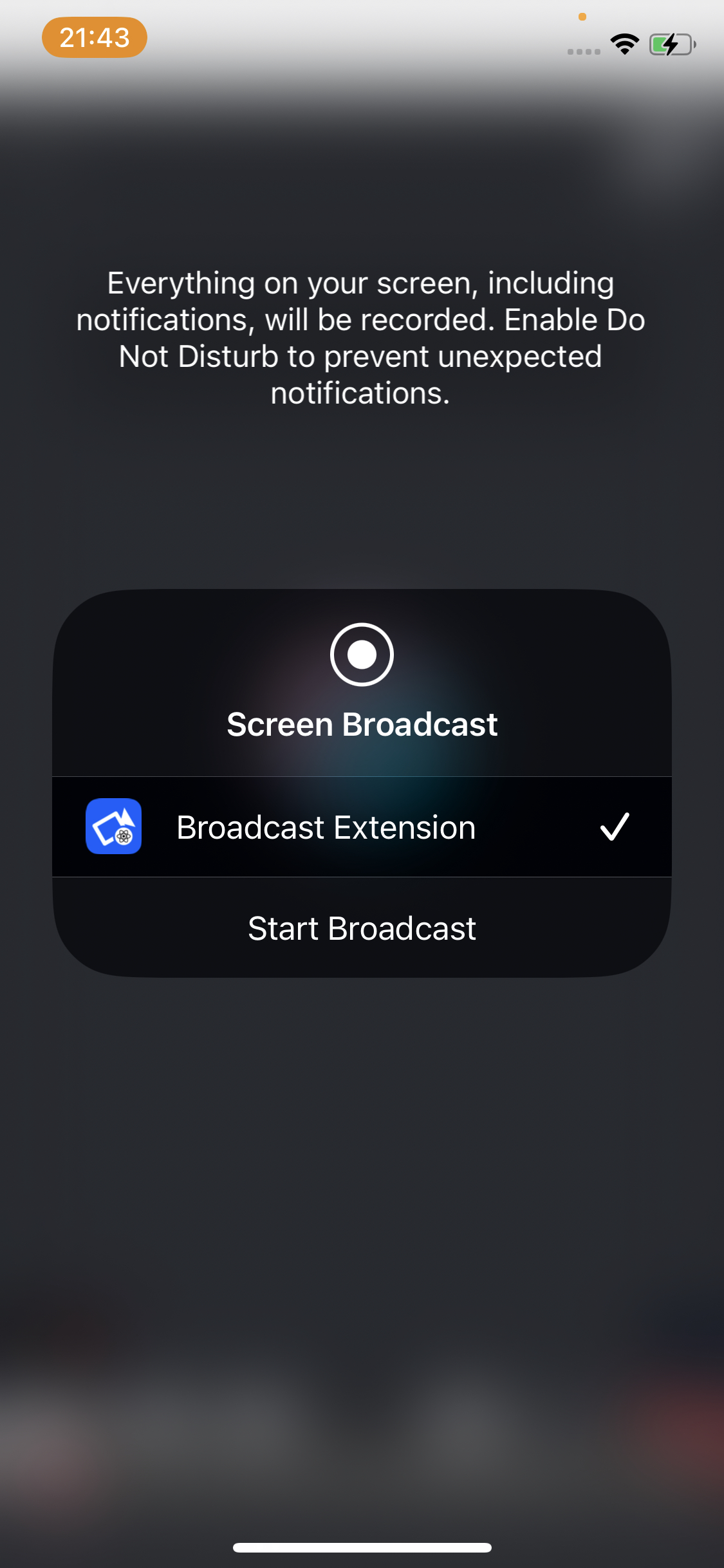 iOS preview of the Screen Sharing Permission