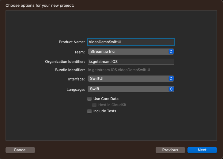 Screenshot shows how to create a project in Xcode