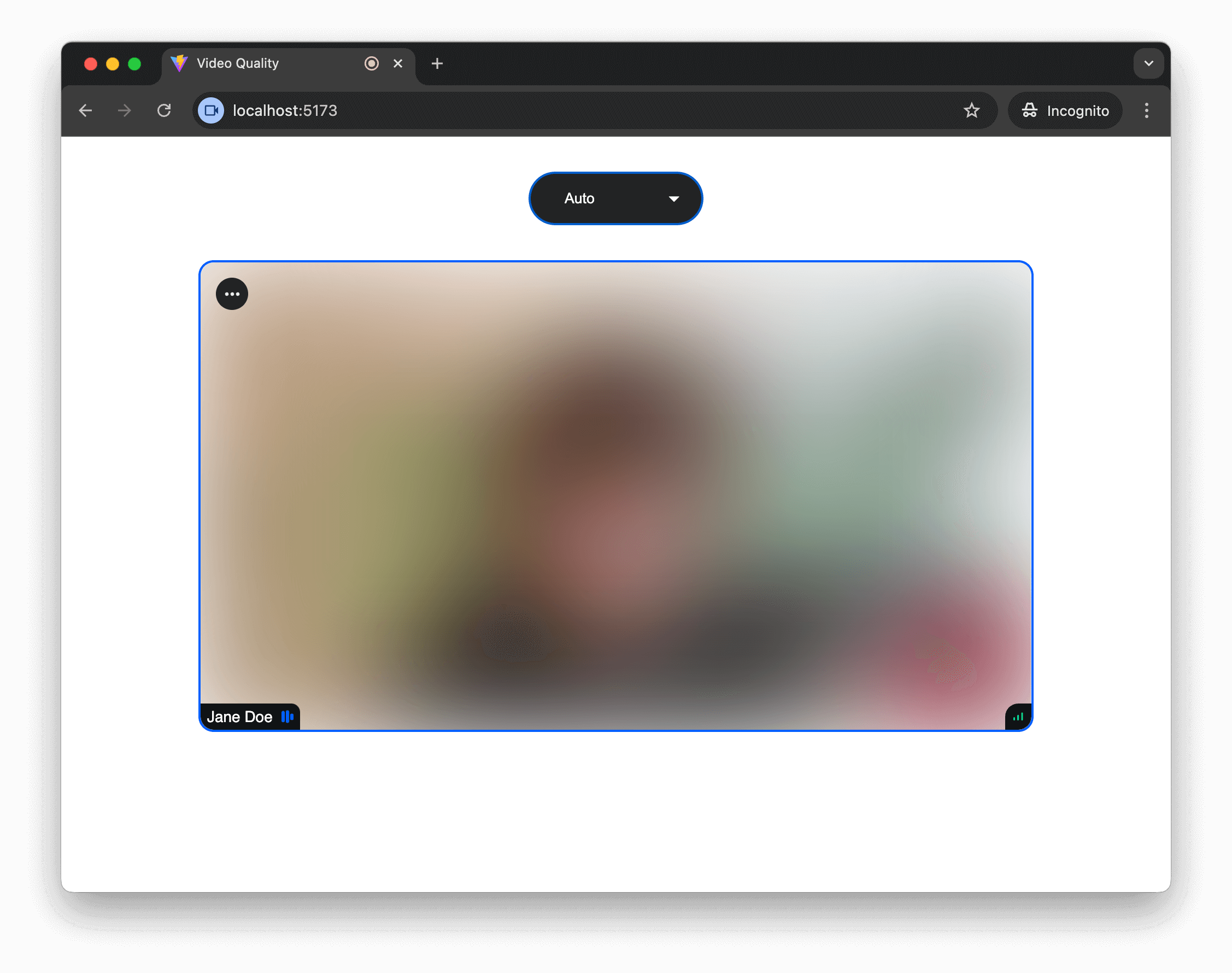 Video quality selector component in use