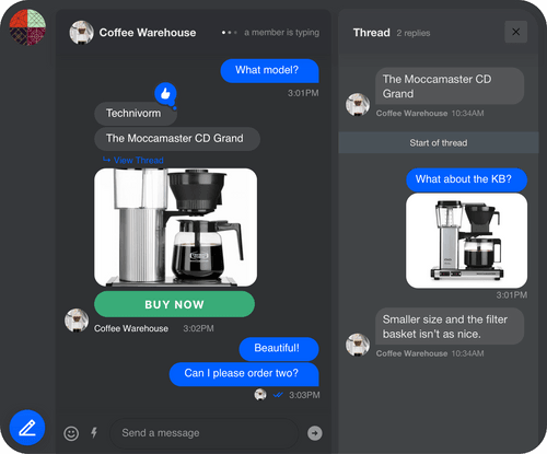 Example conversation between a buyer and seller in a Coffee marketplace